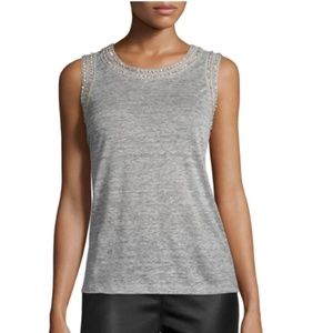 Lucy Embellished Sleeveless Linen Top